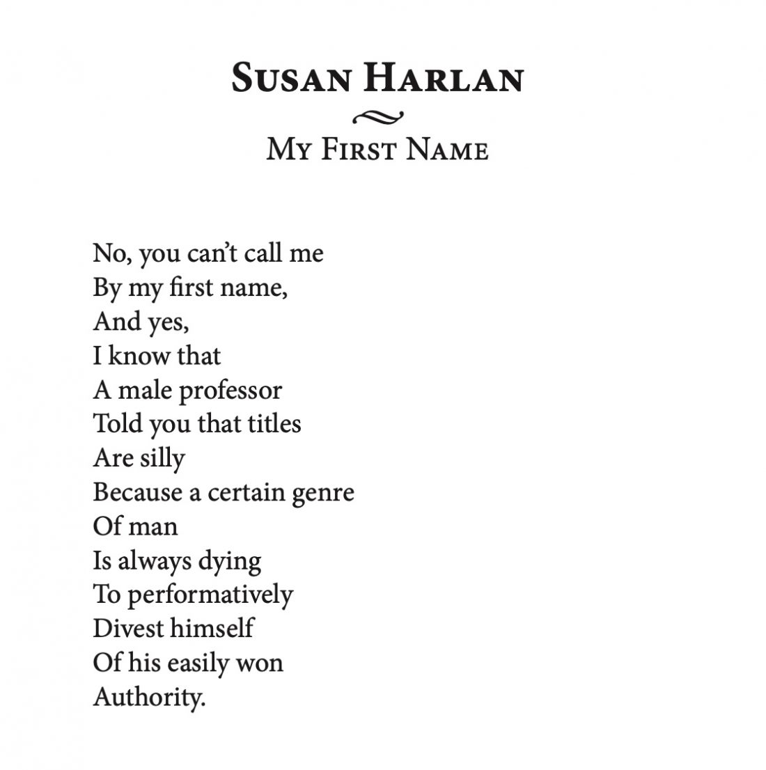 My First Name by Susan Harlan
